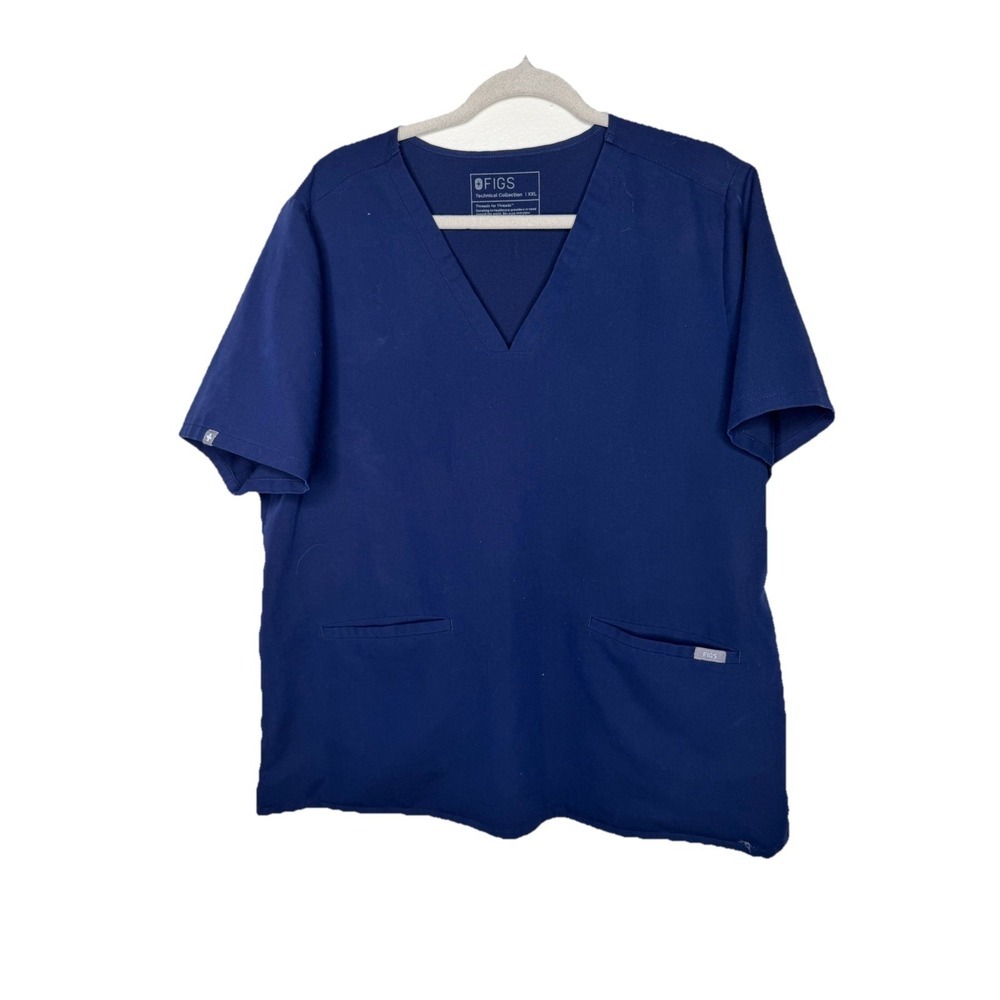 FIGS Blue Scrub V-Neck Top Technical Collection 2-Pocket Women's Size XXL
